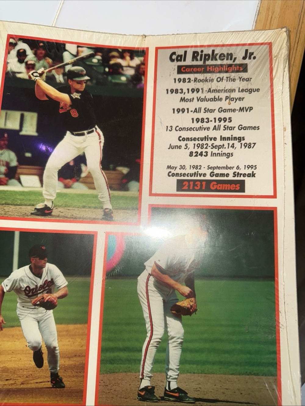 Cal Ripken Jr. Baseball Wall Poster - Black & White with Red Accents